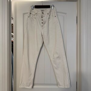 White AGOLDE Riley Button-Fly Jeans